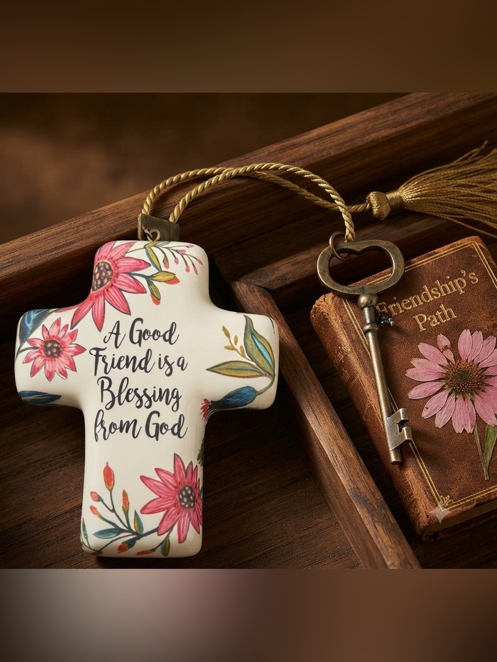 Susan Winget Artful Cross Skelton Key Good Friend Is A Blessing from God